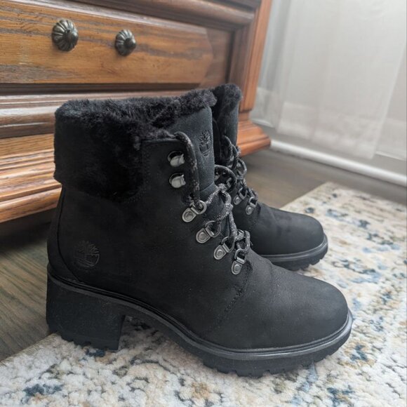 Timberland Kinsley 6" Waterproof Hiking Boots Women's Sz 9 Black Nubuck Lug Sole - Picture 6 of 16